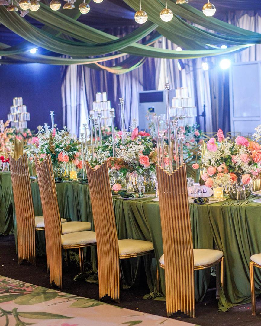 Olive Draped Reception Hall