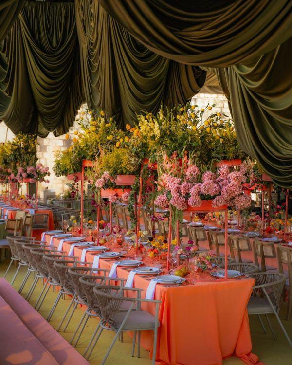 Olive Drape Coral Banquet